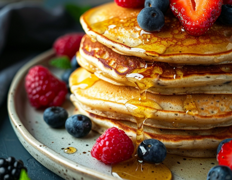 Proteinpancakes-Beeren-Honig Proteinpancakes